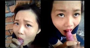 Em gái bú thằng nhỏ ở vườn sau nhà